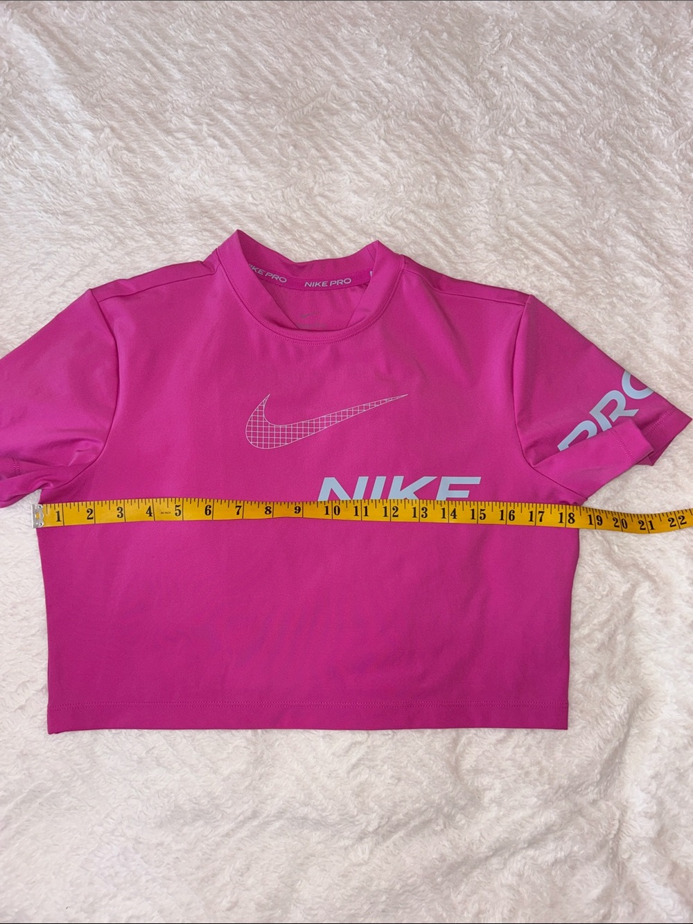 Nike Hot Pink Cropped Short Sleeve Tee with White Logos - Picture 6 of 11